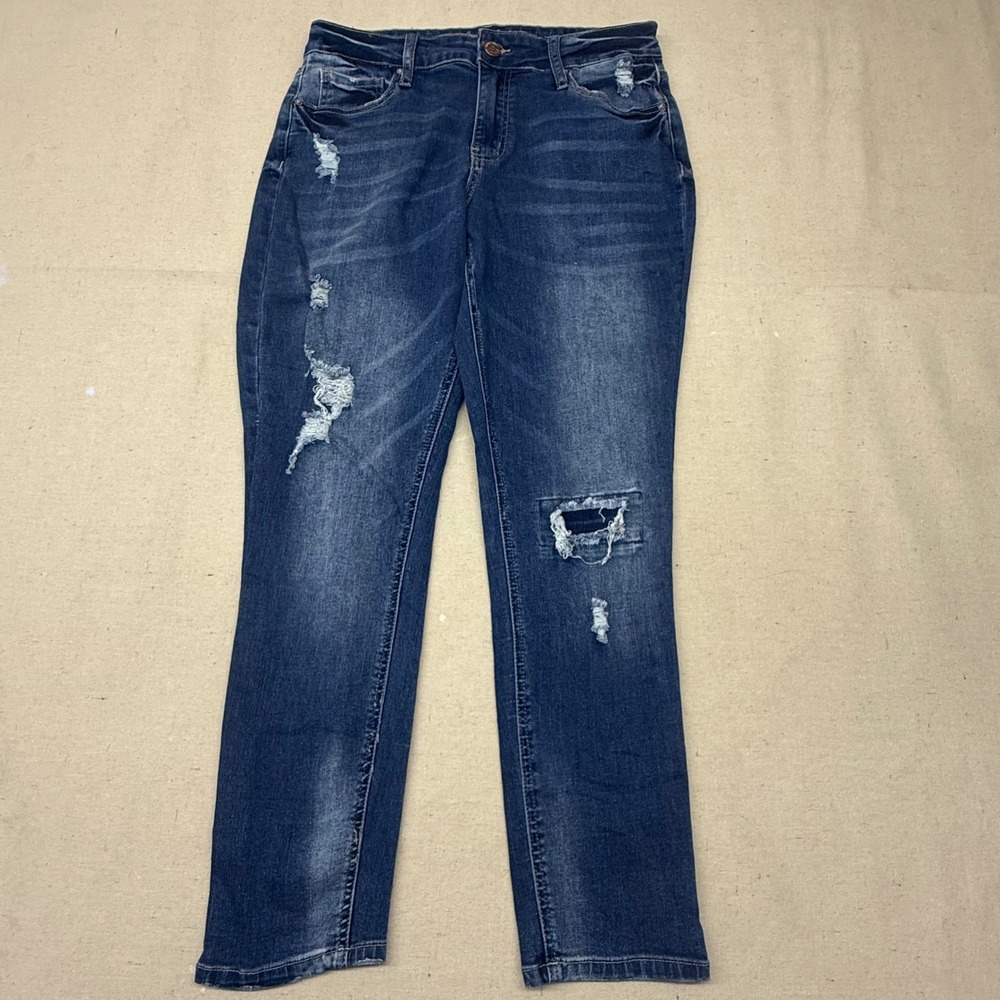 Copperflash Womens High Rise Ankle Skinny Distressed Jeans Blue Size 10